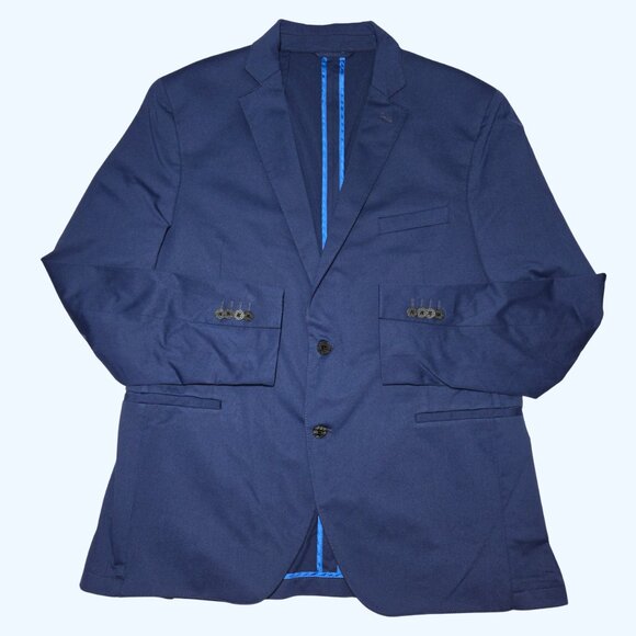 Twillory Performance Blazer Sport Coat Men Size 46L Long Blue 2 Button Washable - Picture 1 of 10
